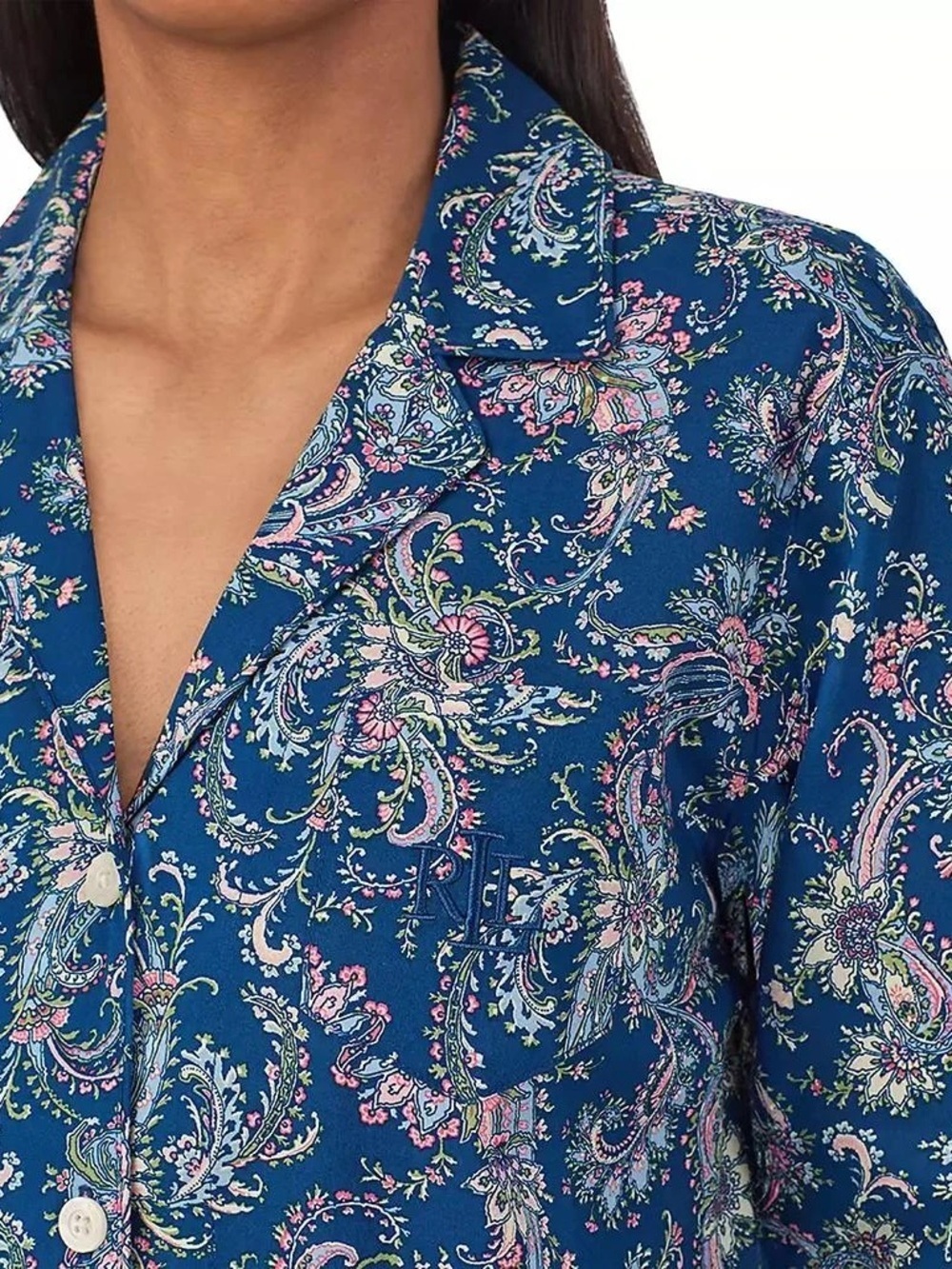 Lauren Paisley, cotton pajama top or blouse, medium